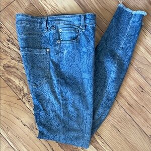 INC Demin Women's Blue Snake Print High Rise Skinny Jeans NWOT